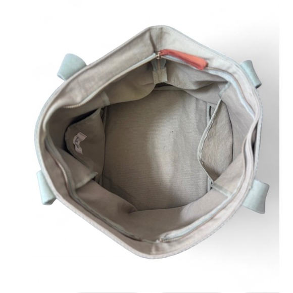 MARGOT New York Sloane Tote Beach Bag Tan Light Green Strap Canvas - Picture 6 of 9